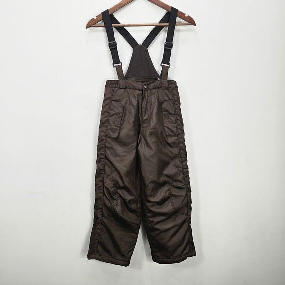 Rothschild Kids Snow Bibs Ski Pants S 7/8 Brown Winter Suspenders Outdoor - Picture 1 of 16